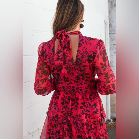 Amanda Uprichard Samira Dress Femme Floral Print Pink Black Size XS - Picture 10 of 10